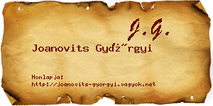 Joanovits Györgyi névjegykártya